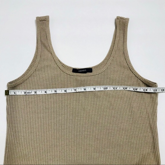 🌲3/$20 Forever 21 Ribbed Tank Dress Brown Tan Midi Knee M - Picture 5 of 9